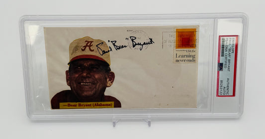 Coach Paul “Bear” Bryant -  autographed Envelope post marked from the University of Alabama Post Office