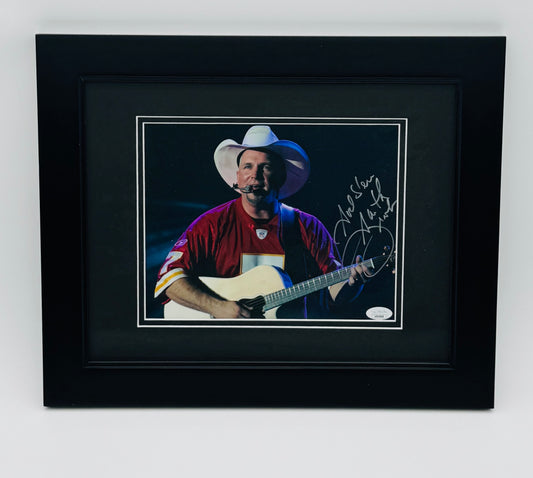 Garth Brooks – autographed and custom framed 8x10 photo with a Kansas City jersey onstage picture