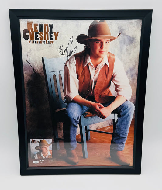 Kenny Chesney – autographed “old school signature” signed in 1998 with full name – framed promo poster