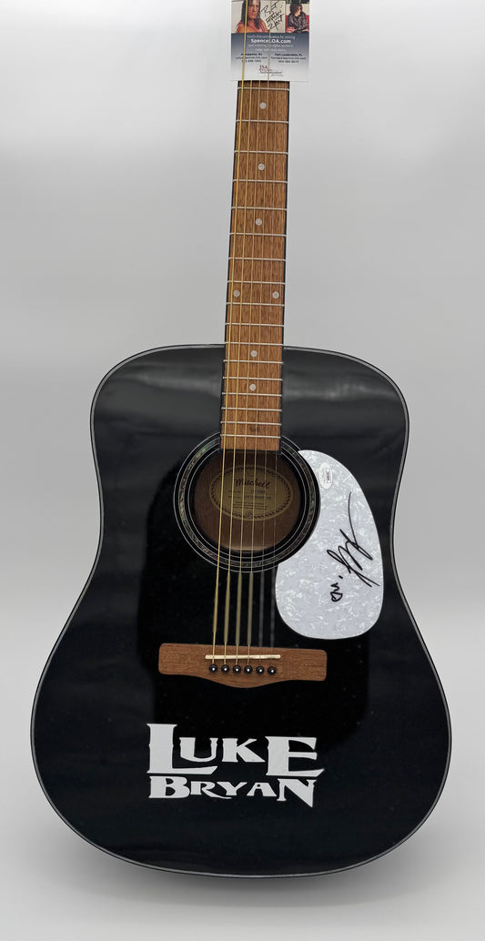 Luke Bryan – autographed Mitchell acoustic guitar with Luke Bryan custom decal