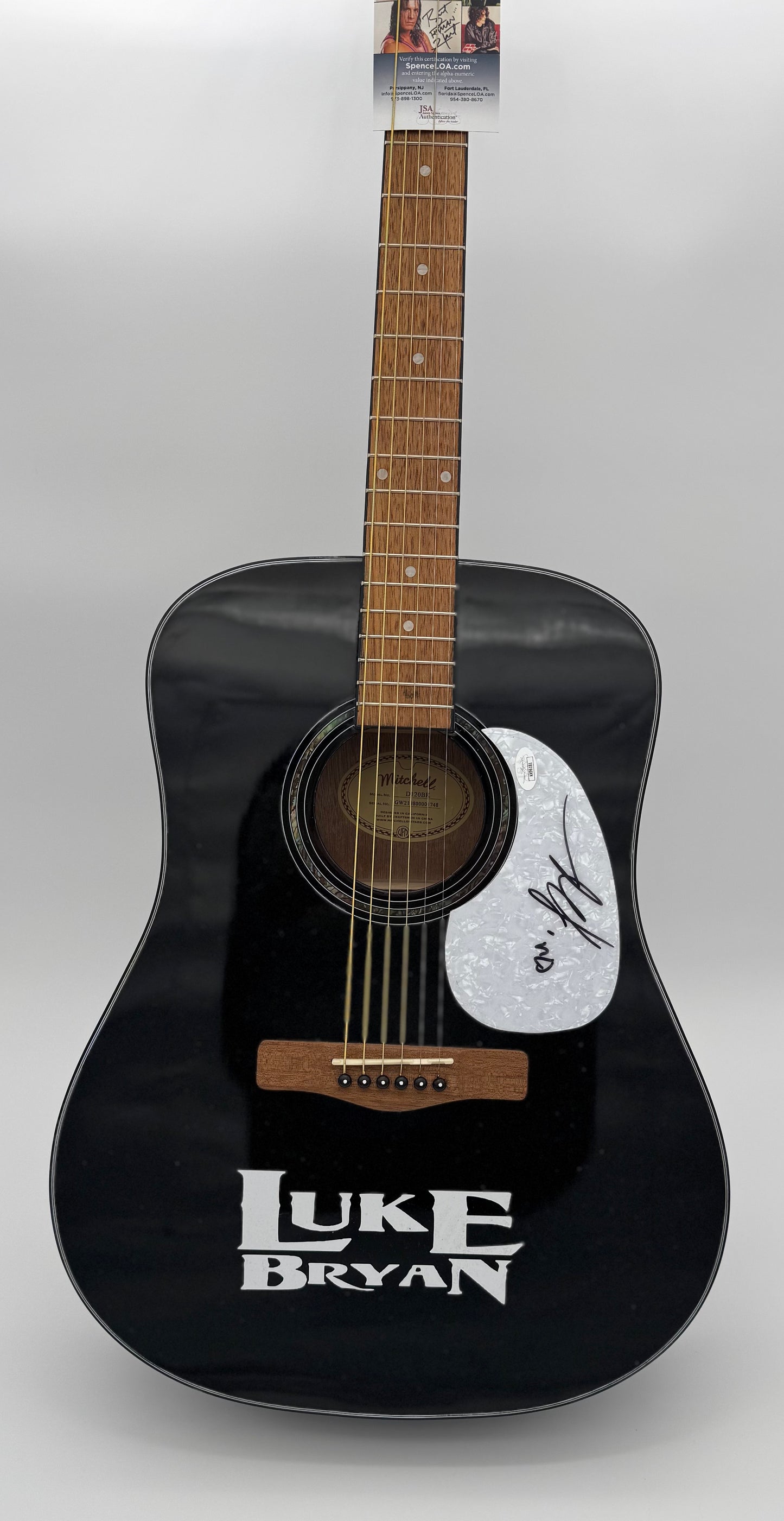 Luke Bryan – autographed Mitchell acoustic guitar with Luke Bryan custom decal